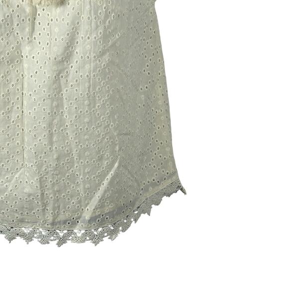 Jennifer & Grace NWT Antique White Eyelet Boho Flutter Sleeve Blouse Small - Picture 4 of 15